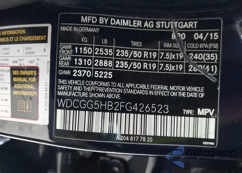 2015 Mercedes-Benz Glk 350 z USA, uszkodzony, nr VIN WDCGG5HB2FG426523